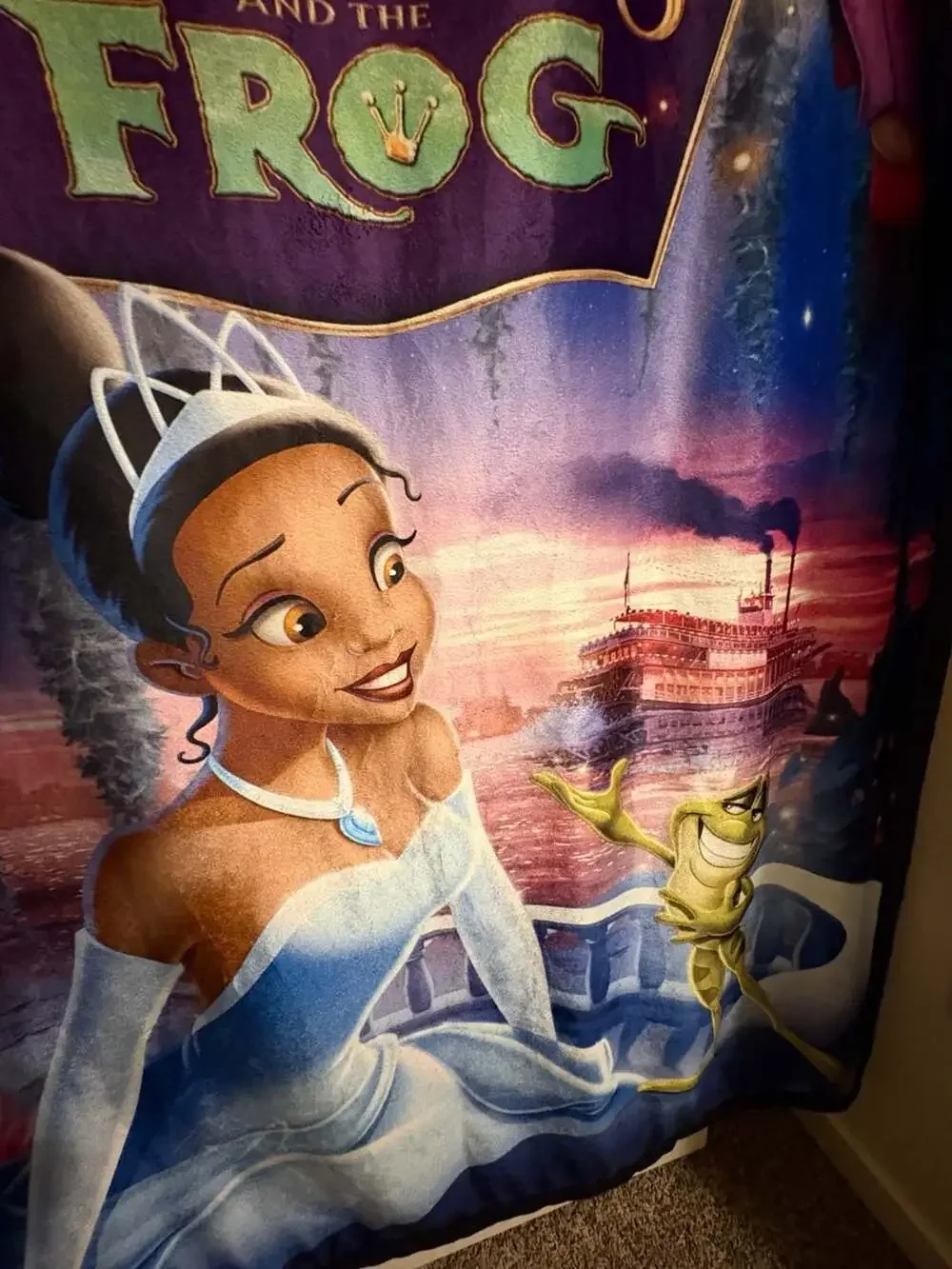 Rare, Impeccable and Soft Disney The Princess and the Frog Plush Throw Blanket